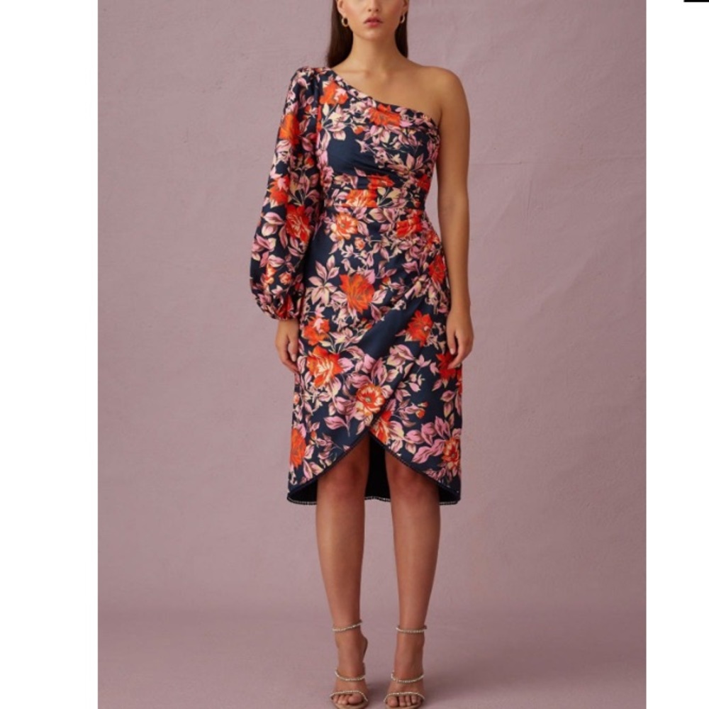 Keepsake Real Love One Shoulder Midi Floral Dress